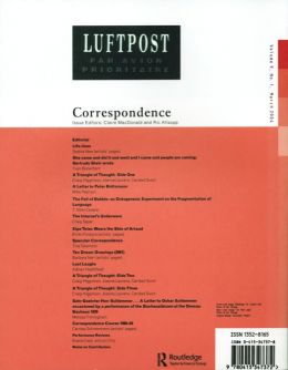 Back cover of Performance Research: Volume 9 Issue 1 - Correspondence