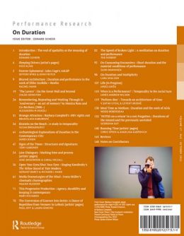 Back cover of Performance Research: Volume 17 Issue 5 - On Duration