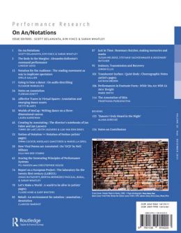 Back cover of Performance Research: Volume 20 Issue 6 - On An/Notations 